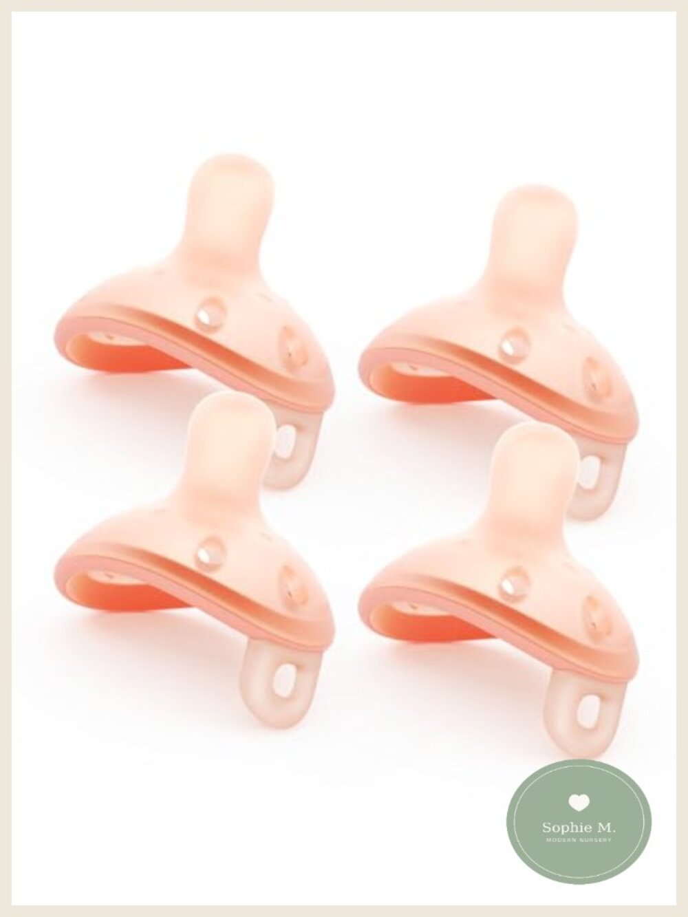 Breast-Like Silicone Baby Pacifiers 4 Pack Breathable Air Holes 0-6 Months